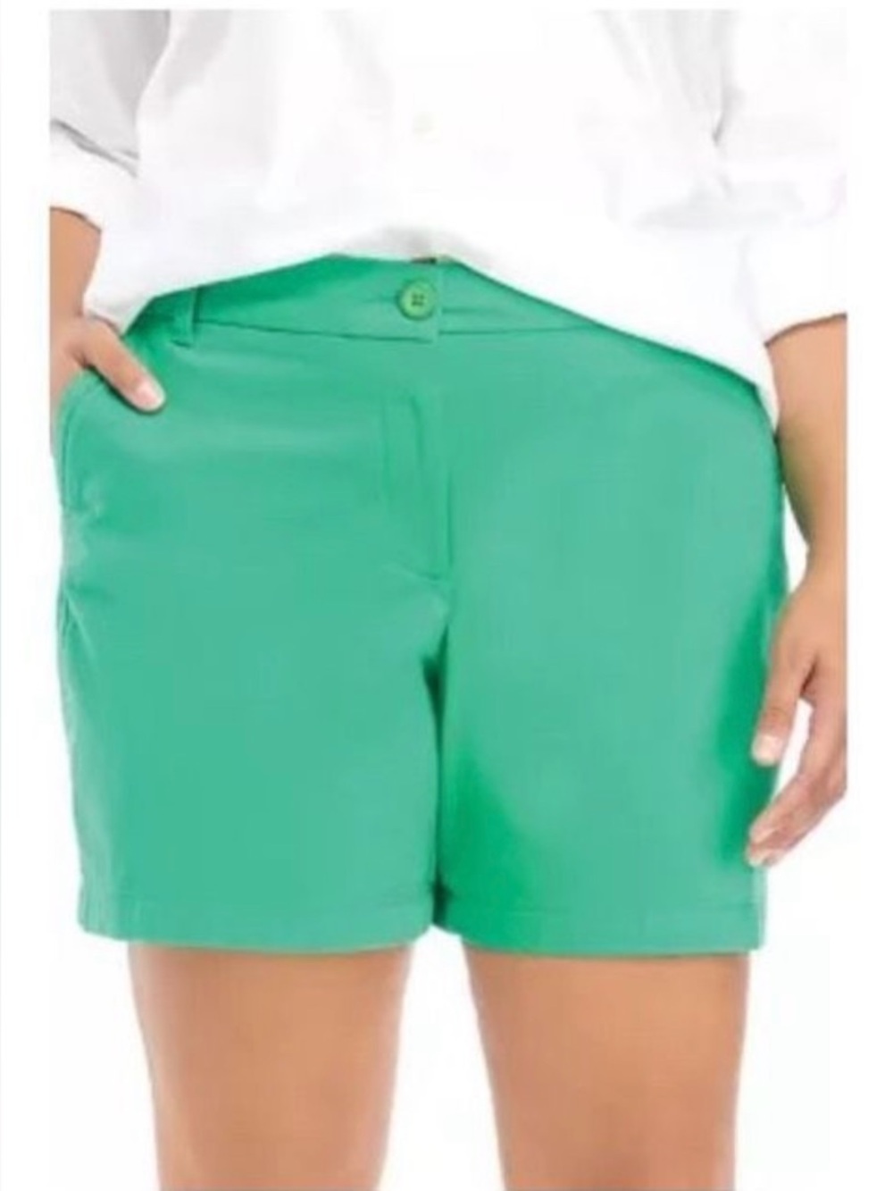 Plus CROWN & IVY Curvy Chino Shorts Kelly Green High Rise Classic Preppy - Picture 7 of 7